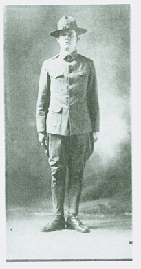 G.W. Karlson, founder of the Little Falls Granite Works in 1911. He is shown here as a member of the Home Guard in World War I. Original photo owned by Harriet Karlson.