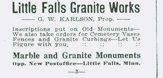 Little Falls Granite Works ad