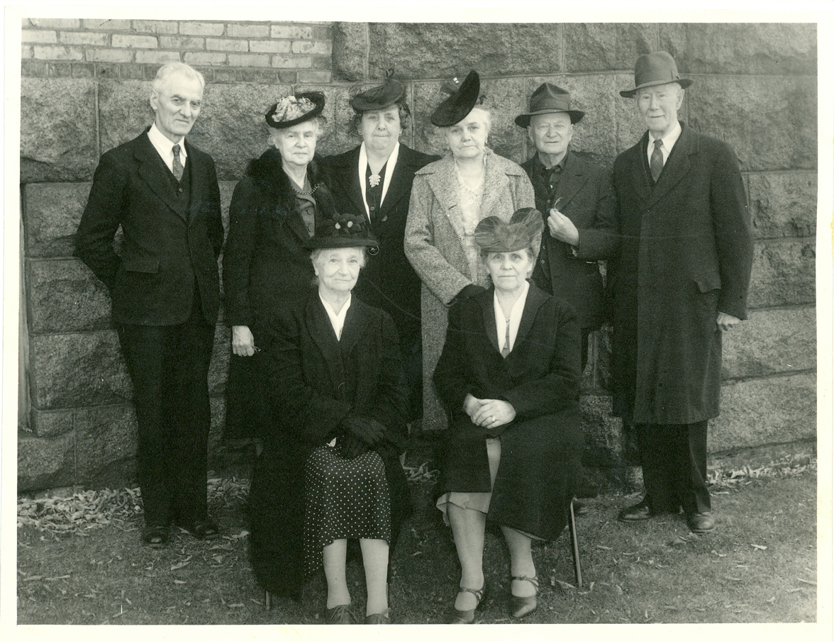 http://morrisoncountyhistory.org/museumpics/mchsfoundersb.jpg MCHS Founders. From left, standing: Val Kasparek, Mrs. R. L. Cochrane, Mrs. Julius Jetka, Mrs. Warren Gibson, Mr. Warren Gibson, Mr. Harry Stillwell. Seated: Mrs. Harry Stillwell, Mrs. J. K. Martin.