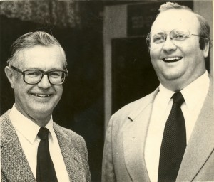 Architect Foster Dunwiddie (left) with Little Falls lawyer Greg Larson, 1982.