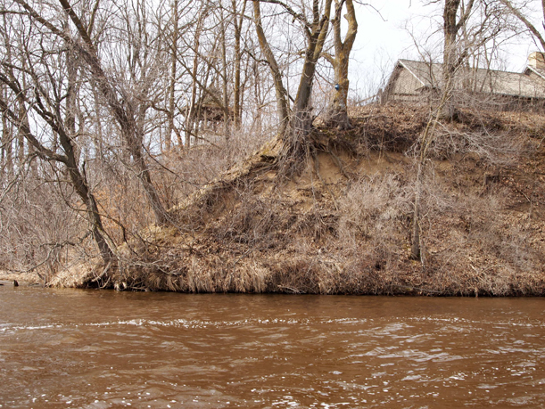 Riverbank erosion at The Charles A. Weyerhaeuser Memorial Museum, Little Falls, MN. , March 2016.