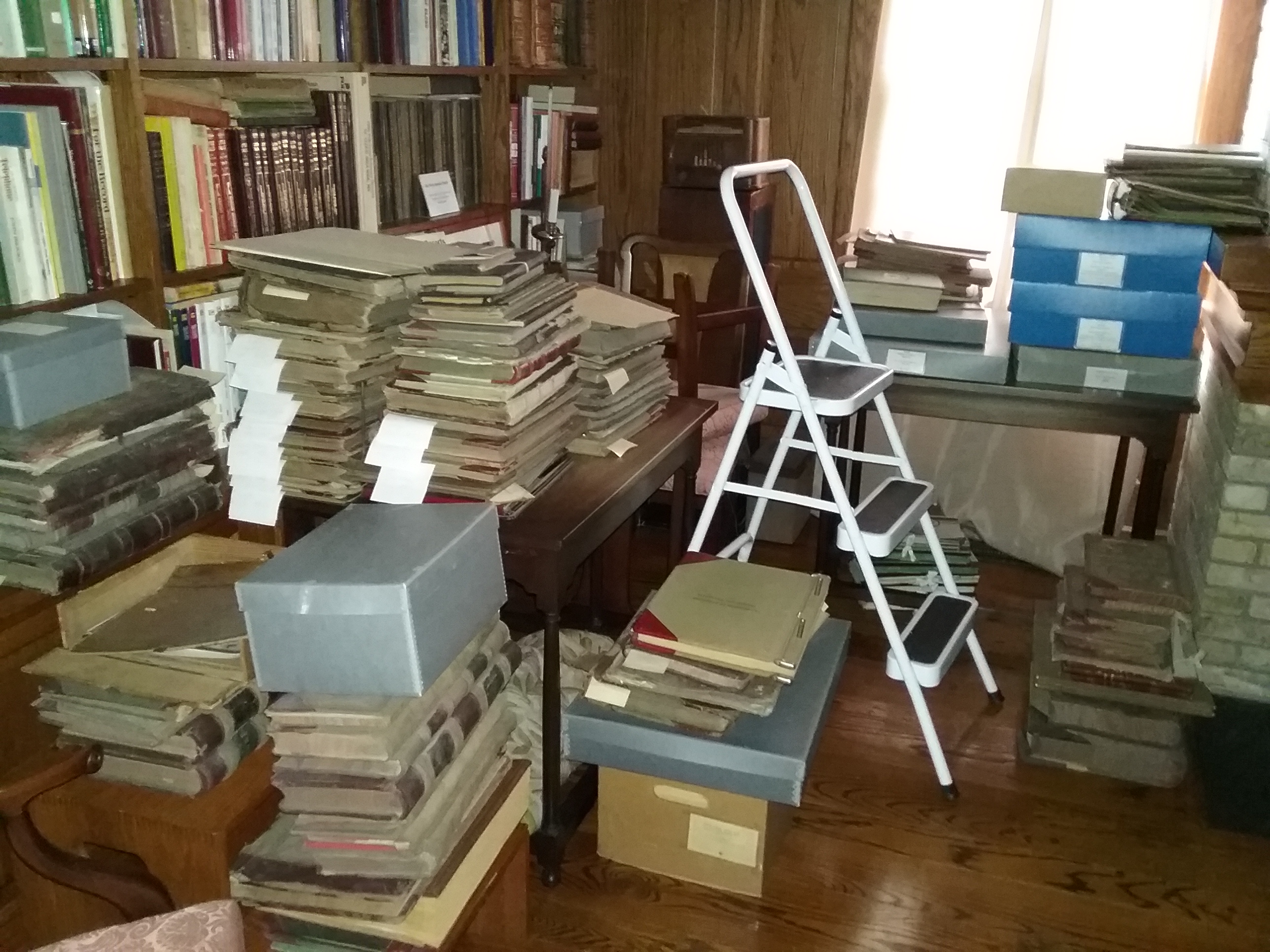 Musser Library at The Charles A. Weyerhaeuser Memorial Museum, Little Falls, MN, filled with archival materials, July 2019.
