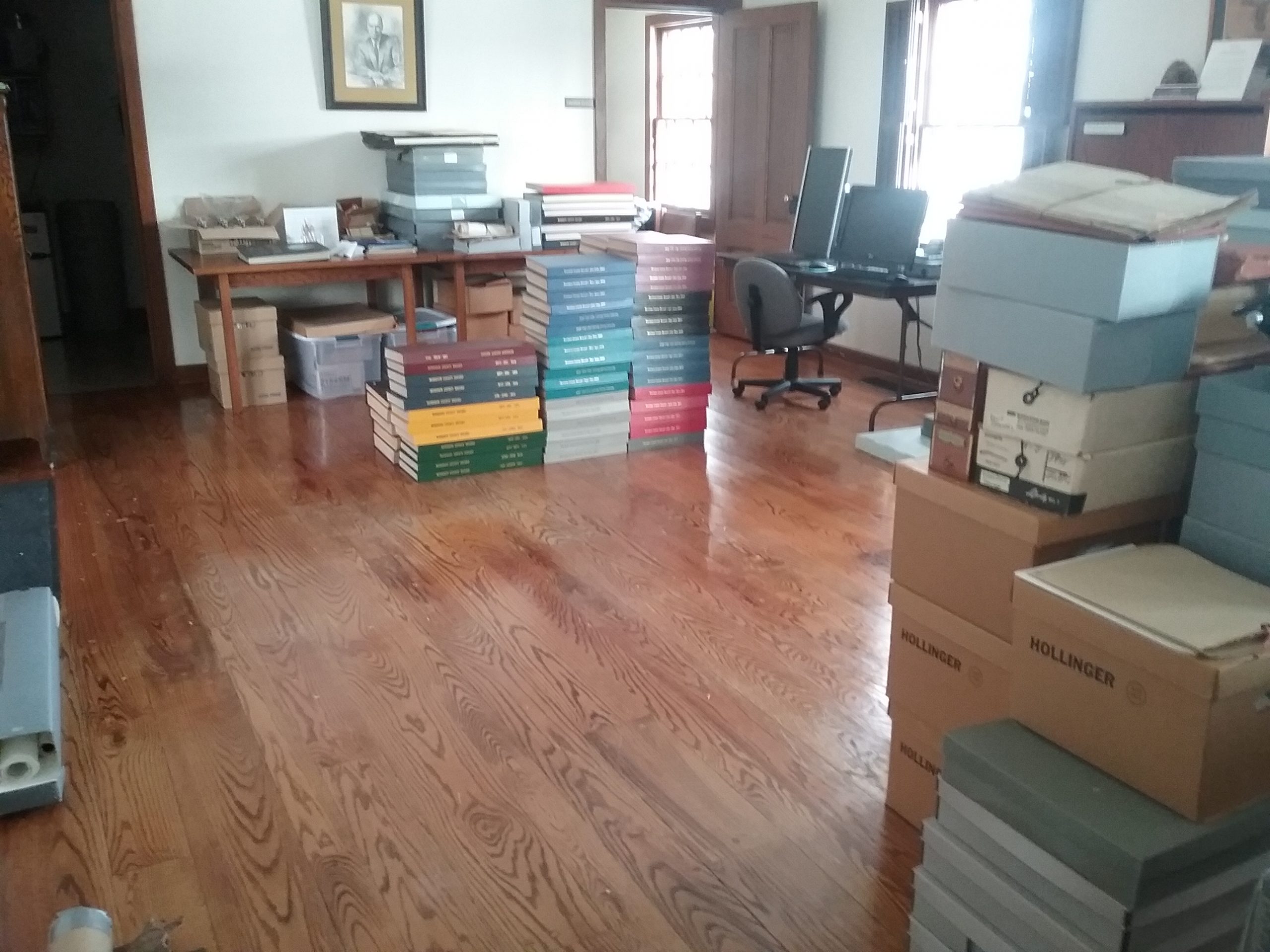 After a couple of hours of work, the newspaper pile is disappearing, December 21, 2019.