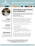 Flier for Repairing Old Windows class, November 16, 2019