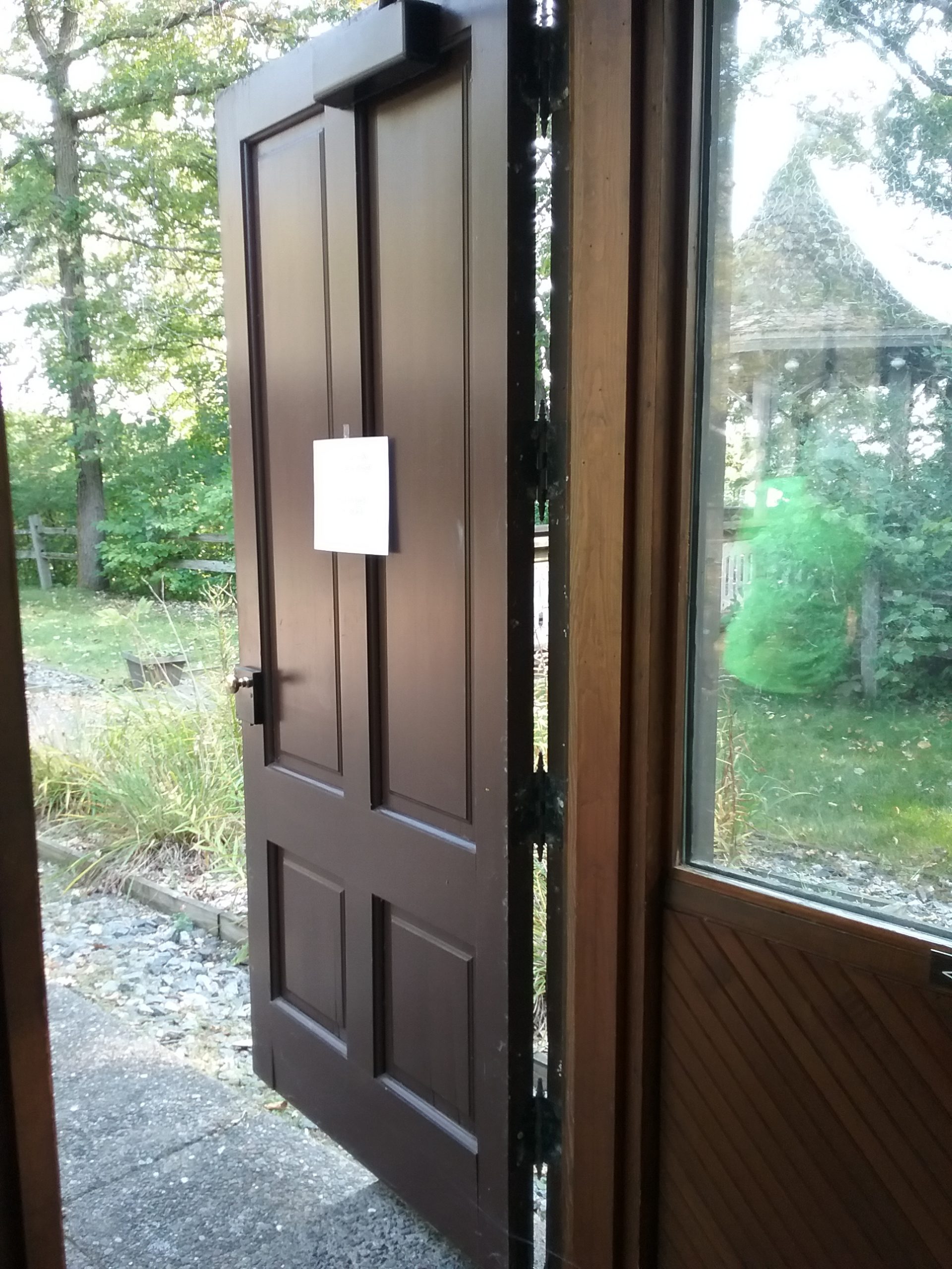West courtyard door at the Weyerhaeuser Museum, Little Falls, MN, September 12, 2018.