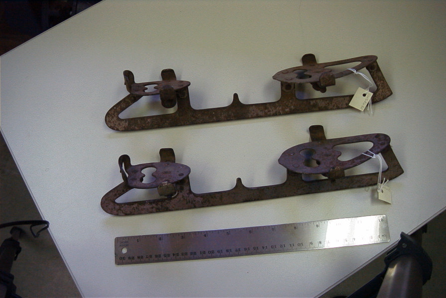 Pair of metal ice skates from the Bertil & Frances Lindquist family, MCHS collections #2003.26.8.