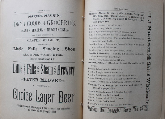 Content from the 1892 Little Falls directory.